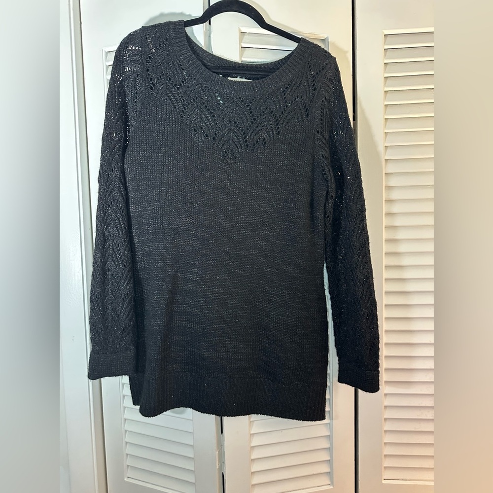 Maurices Blank Knit Sparkly Crew Neck Sweater